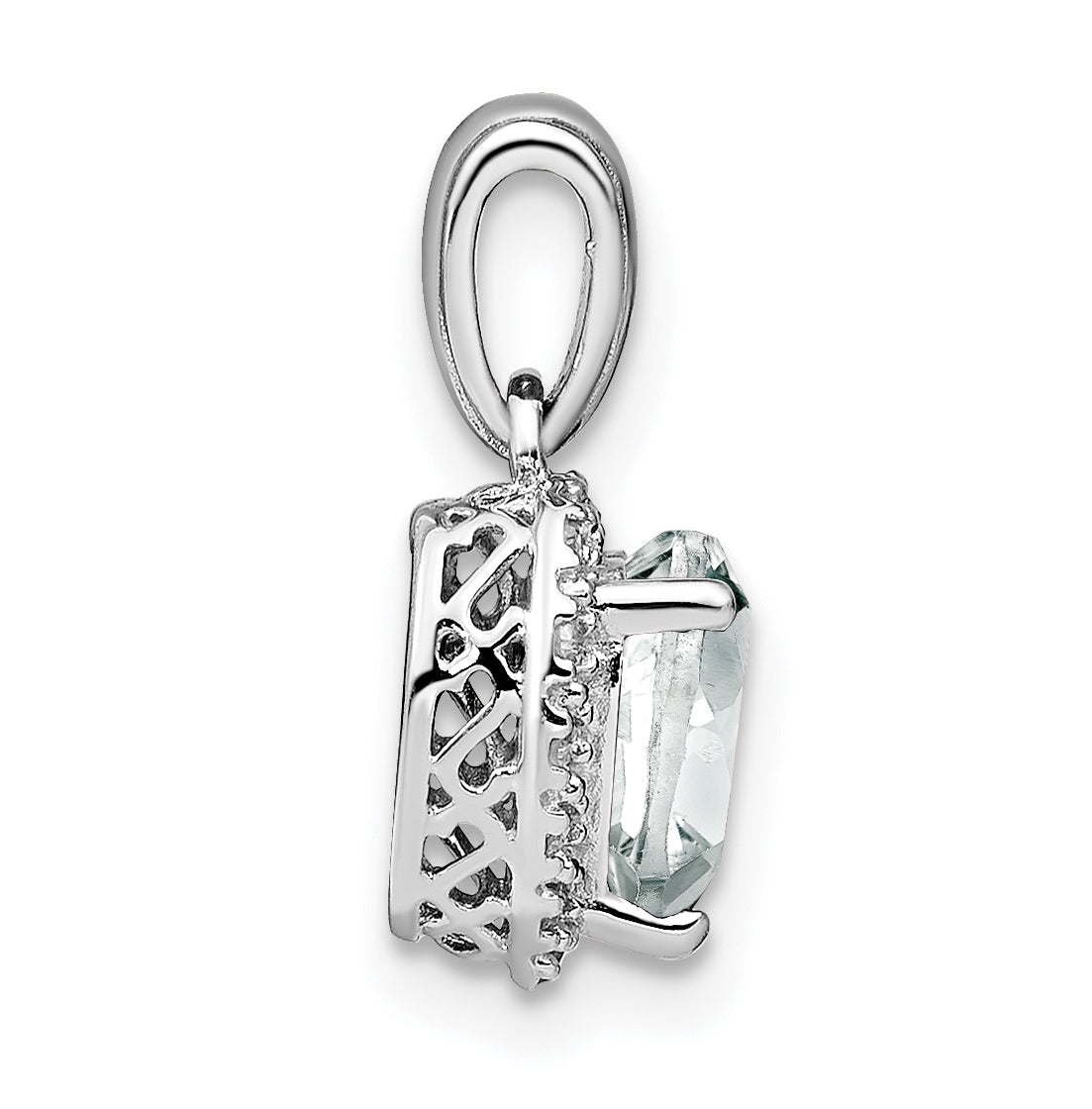 Sterling Silver Rhodium plated White Topaz and Diamond Pendants
