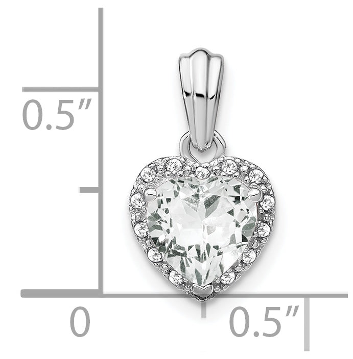 Sterling Silver Rhodium plated White Topaz and Diamond Pendants