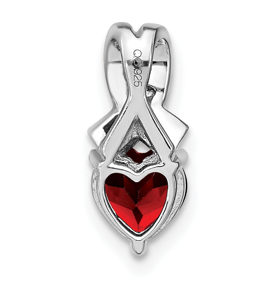 Sterling Silver Rhodium plated Garnet/Diamond Pendant