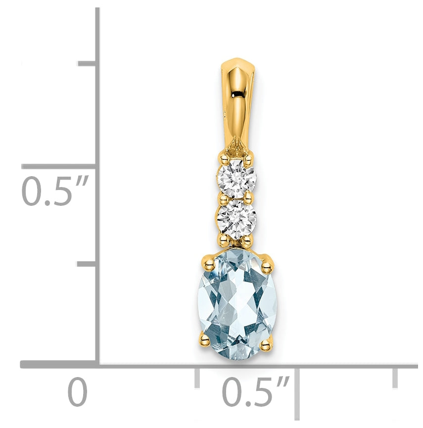 14K Yellow Gold Oval Aquamarine/Diamond Pendant