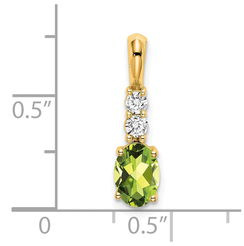 14K Yellow Gold Oval Peridot/Diamond Pendant