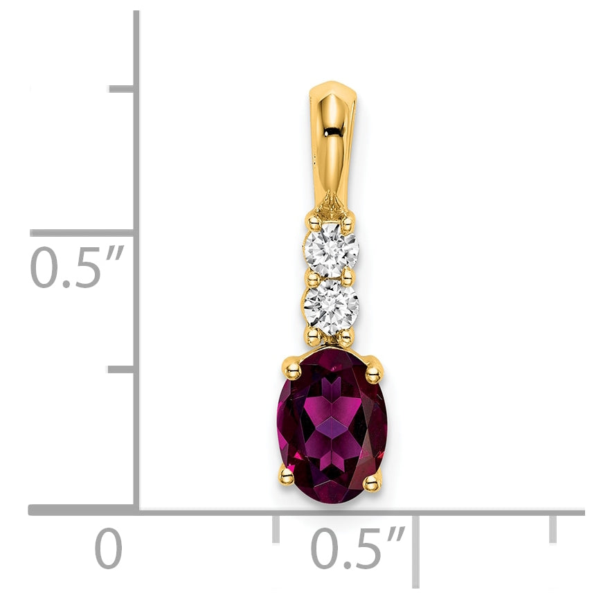 14K Yellow Gold Oval Rhodolite Garnet/Diamond Pendant