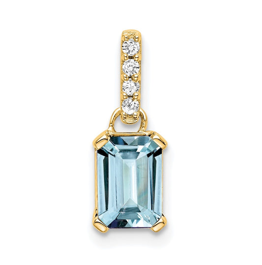 10k Yellow Gold Aquamarine & Diamond Pendant