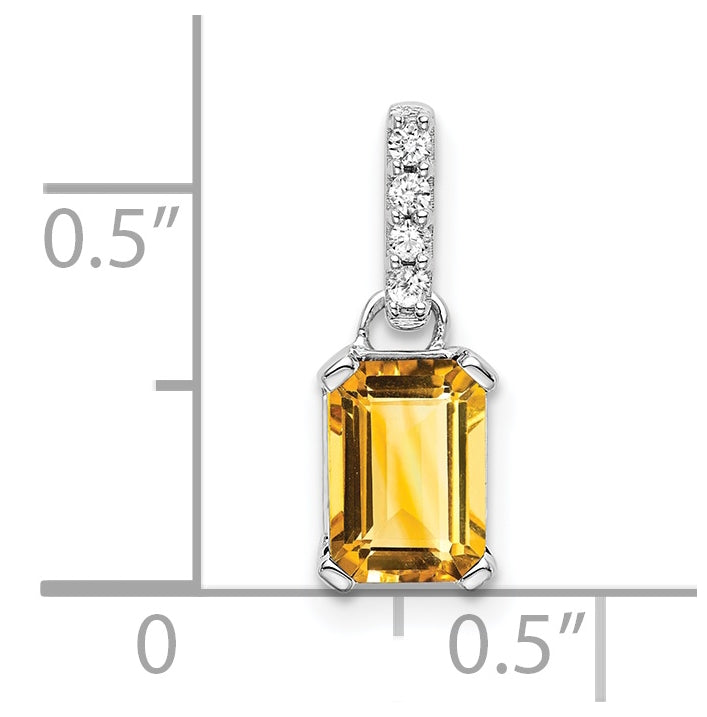 10k White Gold Citrine & Diamond Pendant
