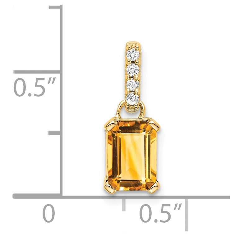 10k Yellow Gold Citrine & Diamond Pendant