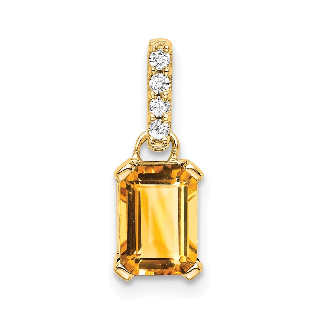 10k Yellow Gold Citrine & Diamond Pendant