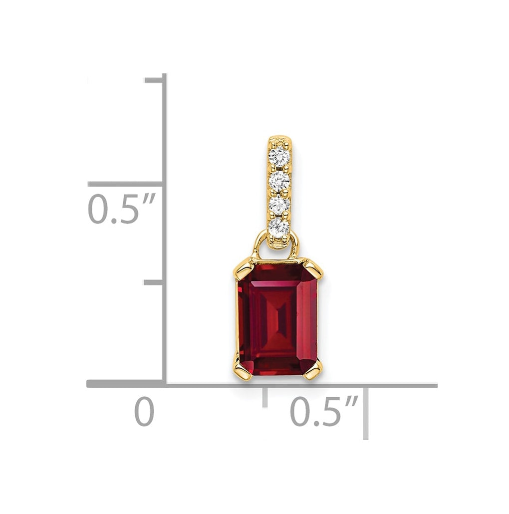 10k Yellow Gold Created Ruby and Diamond Pendant