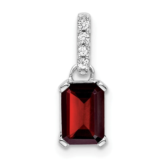 10k White Gold Garnet & Diamond Pendant