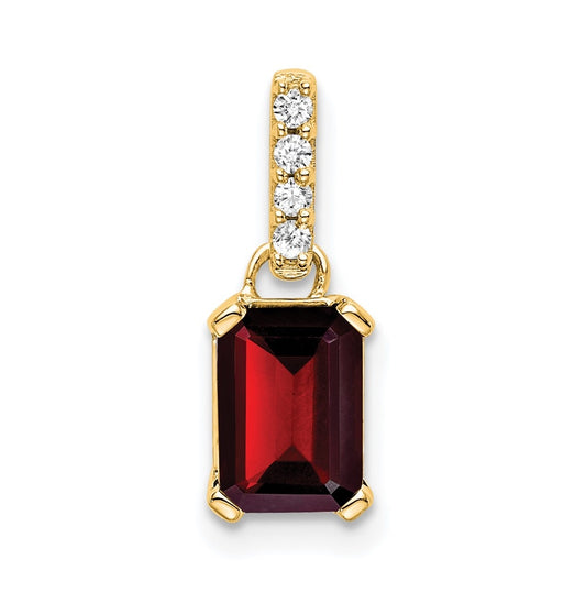 10k Yellow Gold Garnet & Diamond Pendant