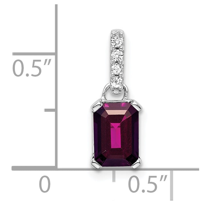 10k White Gold Rhodolite Garnet & Diamond Pendant