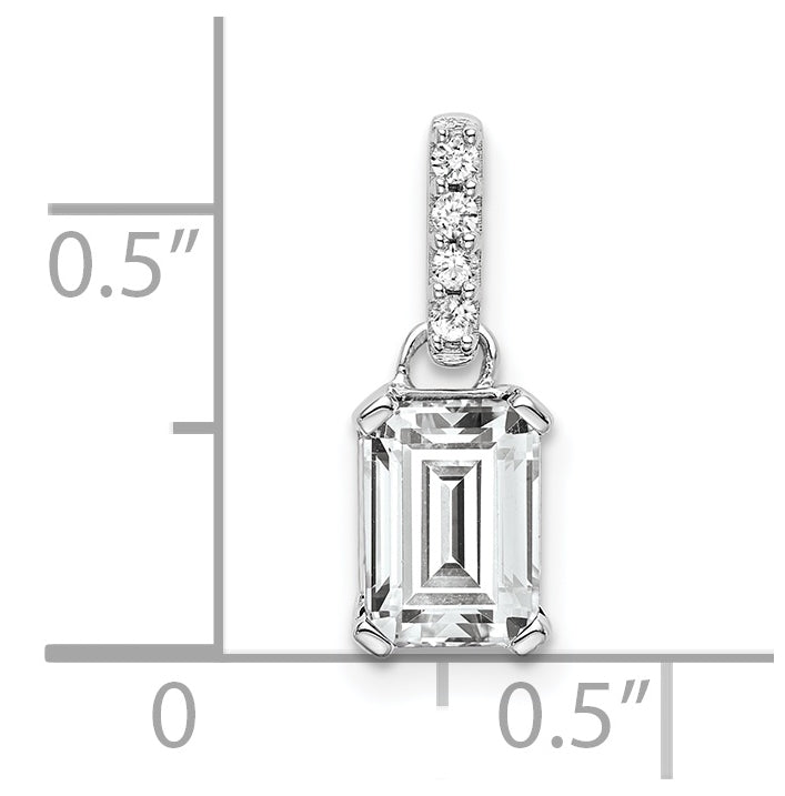 10k White Gold White Topaz & Diamond Pendant