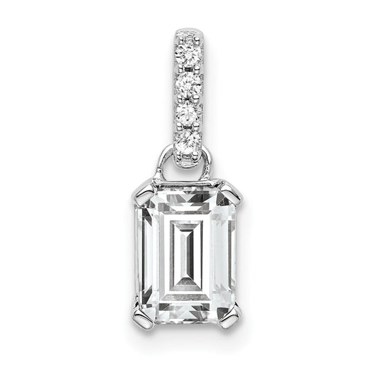 10k White Gold White Topaz & Diamond Pendant