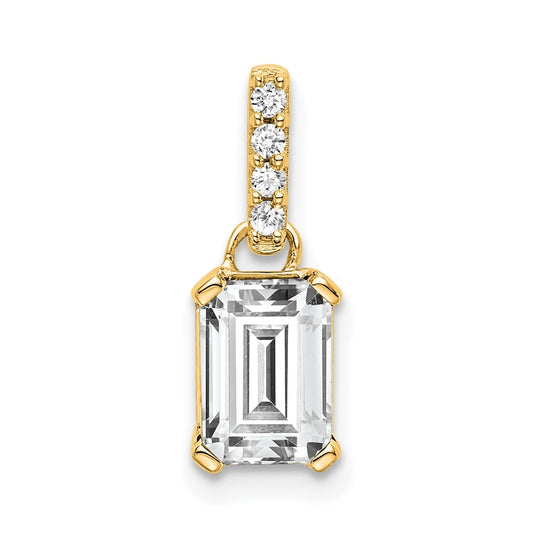 10k Yellow Gold White Topaz & Diamond Pendant