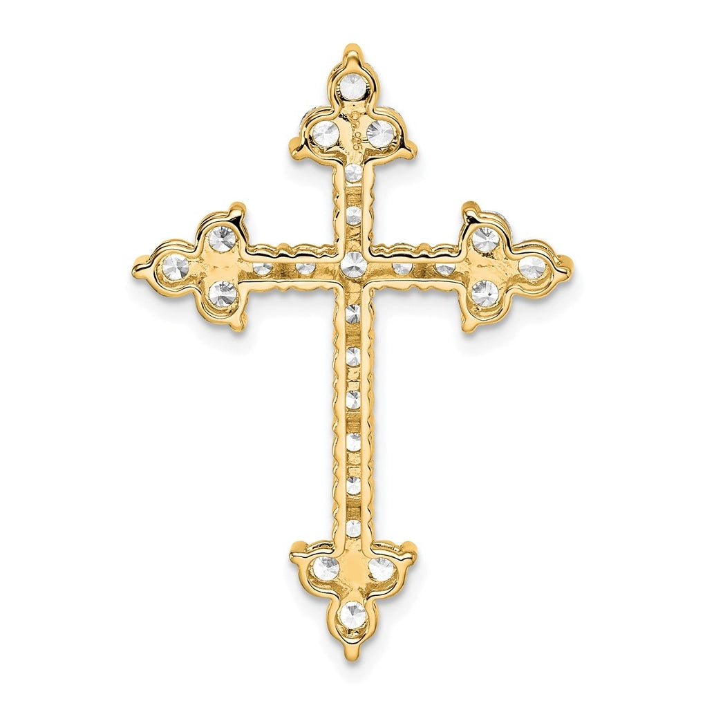 14k Yellow Gold 1 1/2 carat Lab Grown Diamond VS/SI+ G+ Complete Cross Pendant
