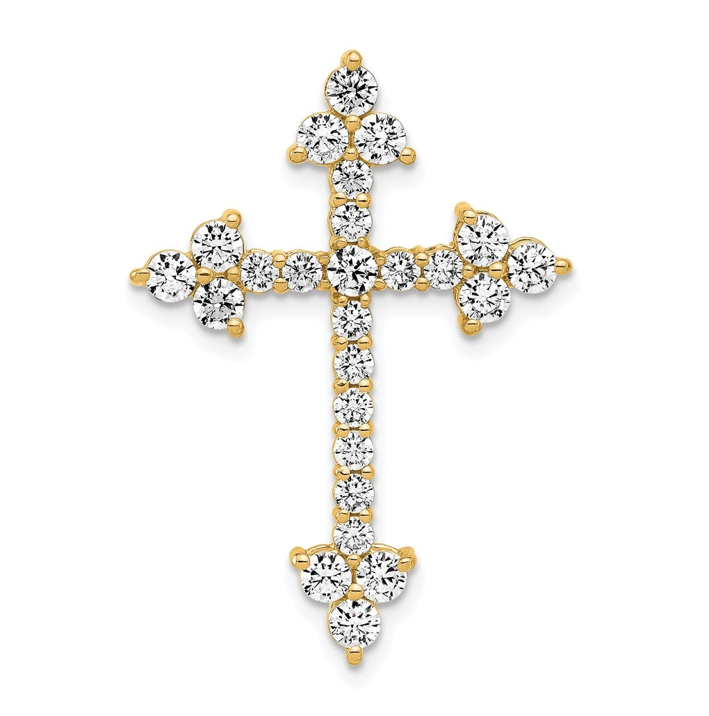 14k Yellow Gold 1 1/2 carat Lab Grown Diamond VS/SI+ G+ Complete Cross Pendant