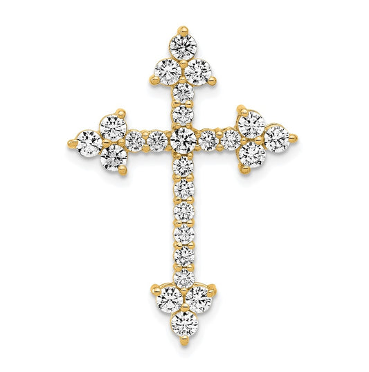 14k Yellow Gold 1 1/2 carat Lab Grown Diamond VS/SI+ G+ Complete Cross Pendant