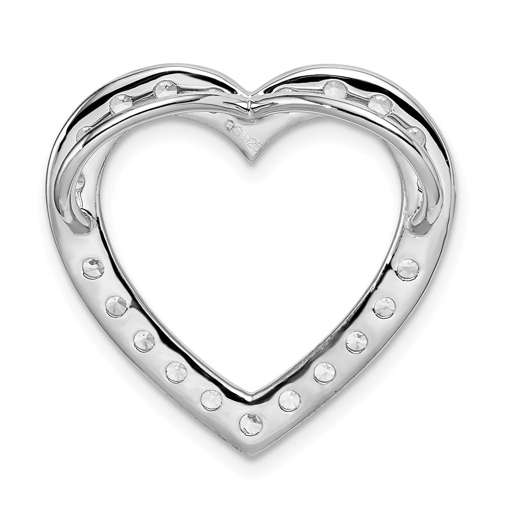 14k White Gold 1 1/2 carat Lab Grown Diamond VS+ F+ Complete Heart Chain Slide Pendant