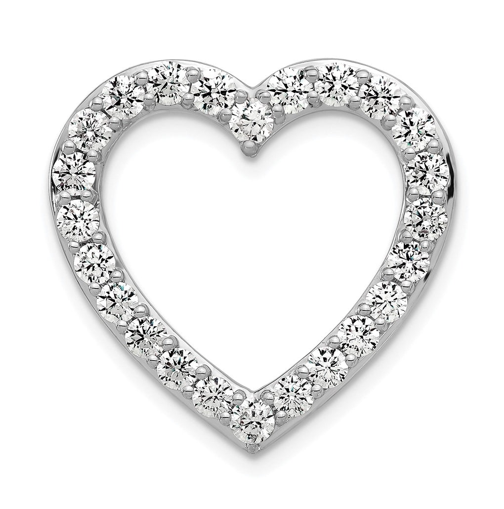 14k White Gold 1 1/2 carat Lab Grown Diamond VS+ F+ Complete Heart Chain Slide Pendant