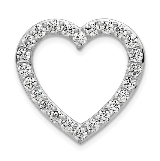 14k White Gold 1 1/2 carat Lab Grown Diamond VS+ F+ Complete Heart Chain Slide Pendant
