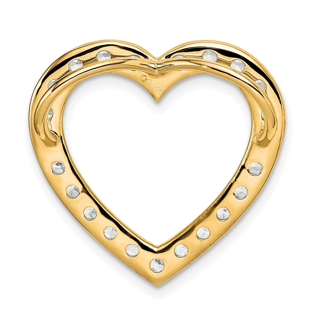 14k Yellow Gold 1 1/2 carat Lab Grown Diamond VS+ F+ Complete Heart Chain Slide Pendant