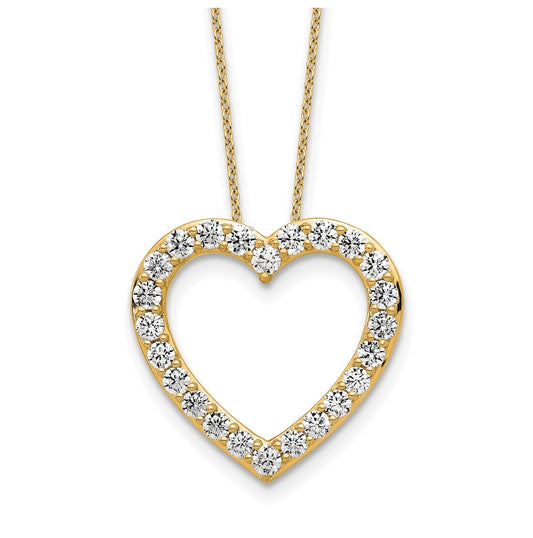 14k Yellow Gold 1 3/8 carat Lab Grown Diamond VS/SI+ G+ Complete 18 inch Heart Necklace