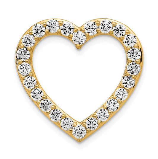 14k Yellow Gold 1 1/2 carat Lab Grown Diamond VS+ F+ Complete Heart Chain Slide Pendant