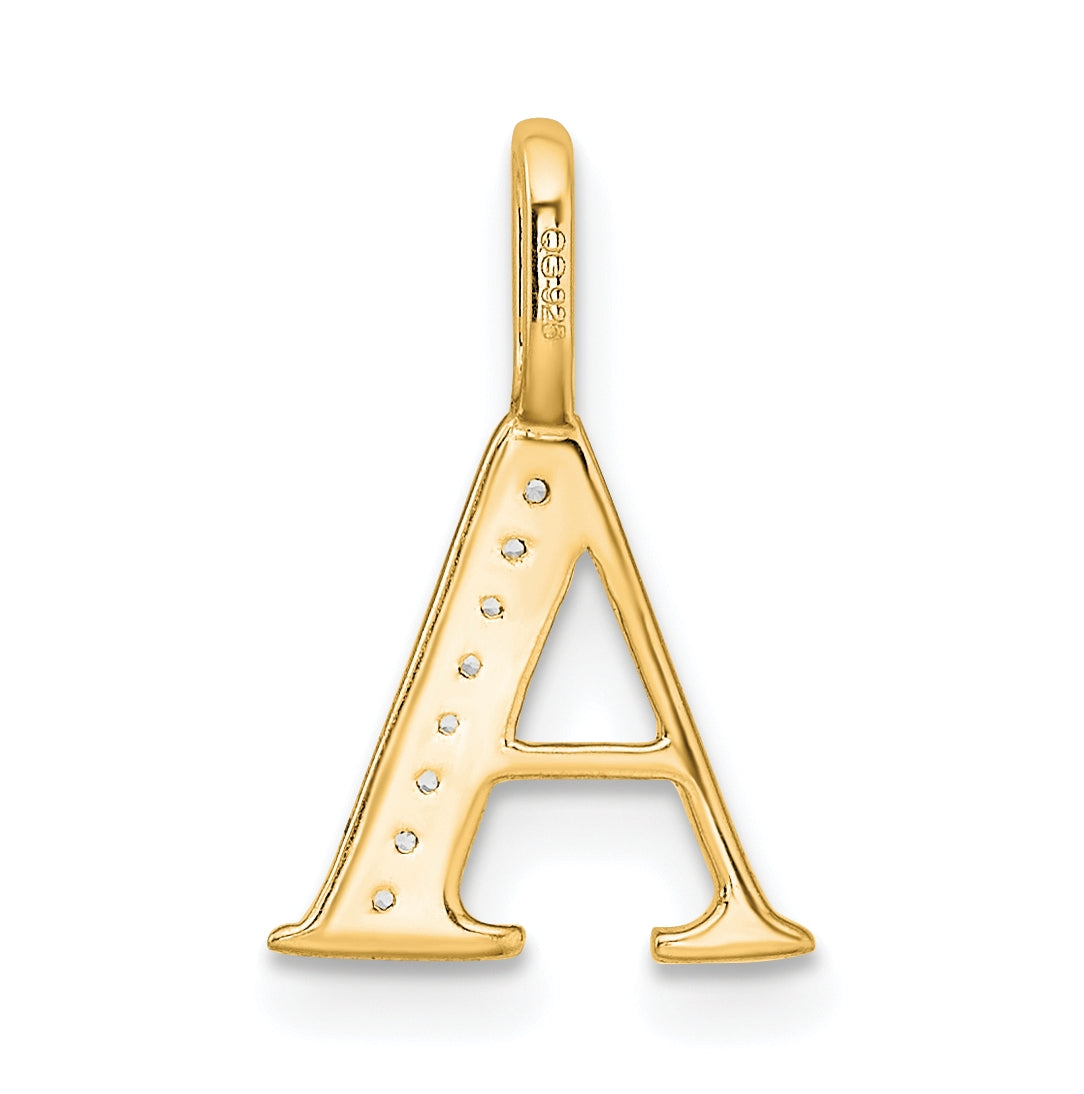 10K Yellow Gold Diamond Letter A Initial Pendants