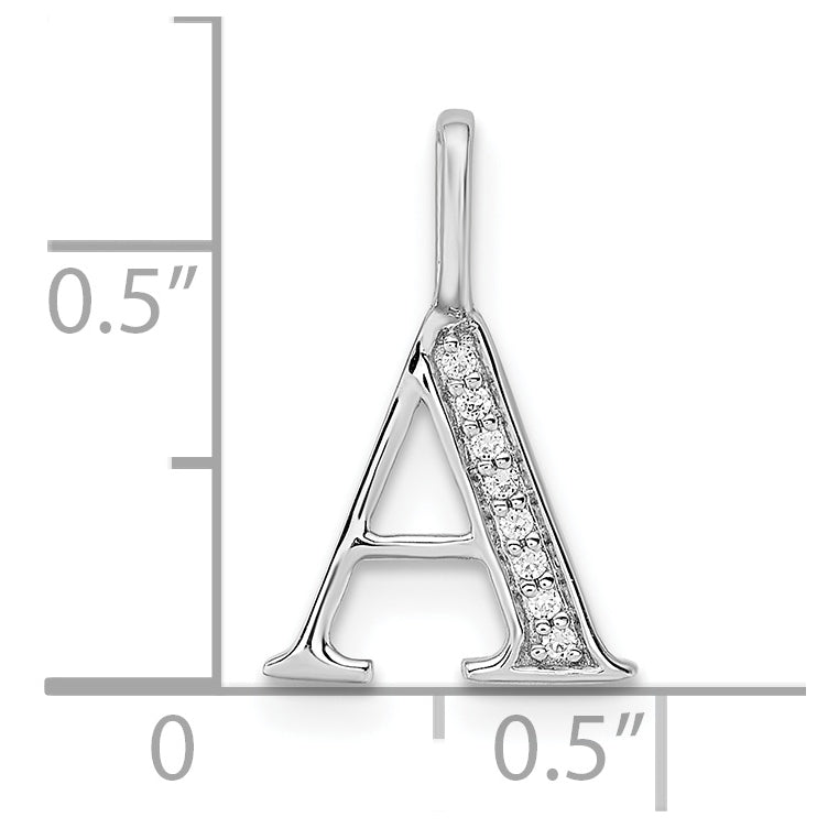 14K White Gold Diamond Letter A Initial Pendants