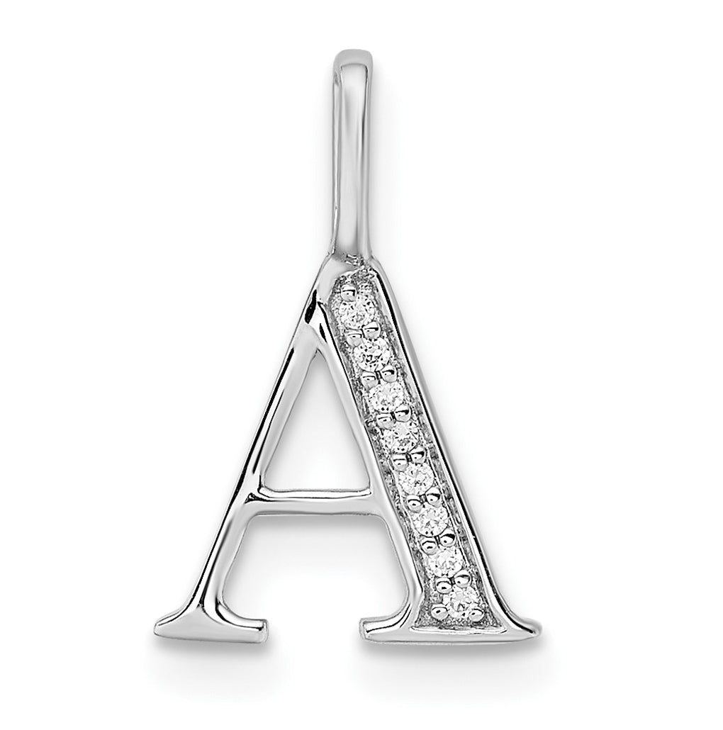 14K White Gold Diamond Letter A Initial Pendants