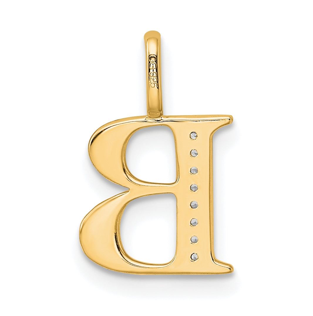 10K Yellow Gold Diamond Letter B Initial Pendants