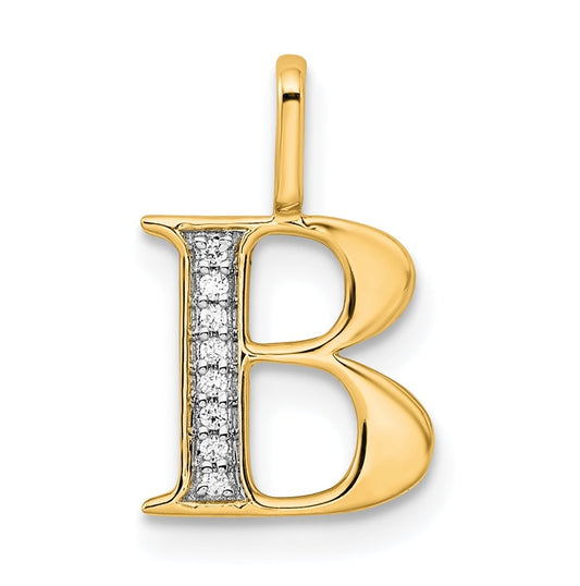 10K Yellow Gold Diamond Letter B Initial Pendants
