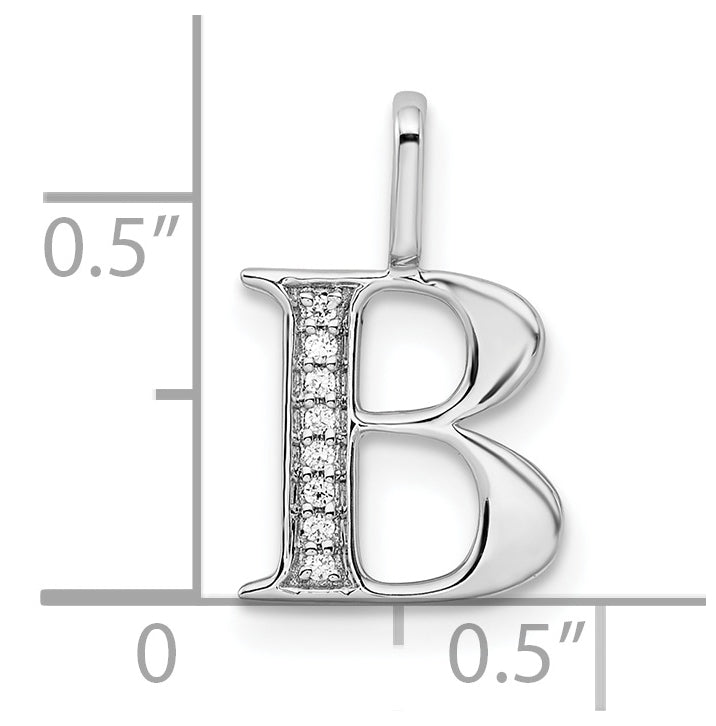 14K White Gold Diamond Letter B Initial Pendants