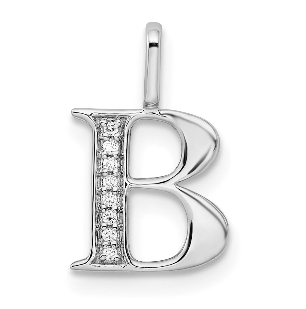 14K White Gold Diamond Letter B Initial Pendants