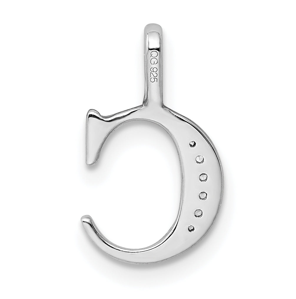 14K White Gold Diamond Letter C Initial Pendants