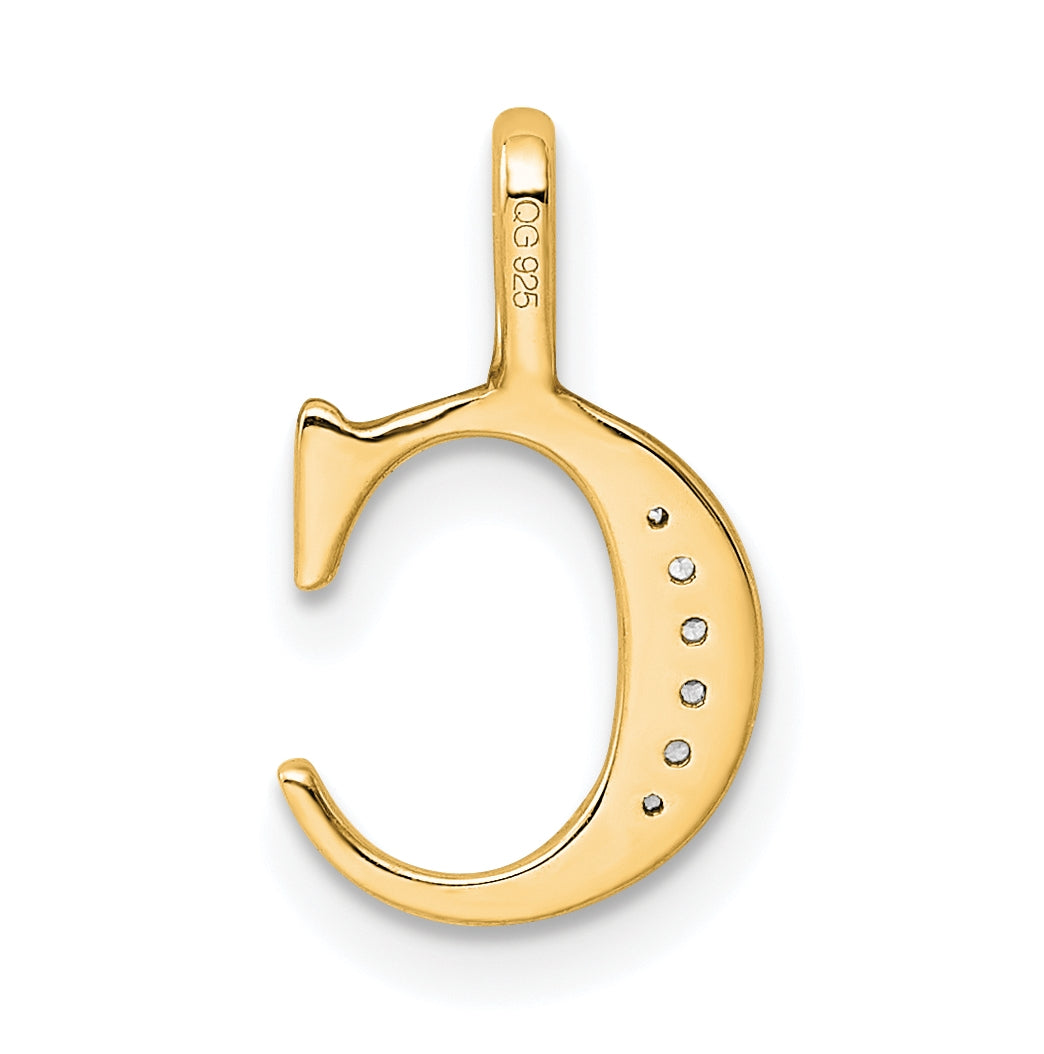 14K Yellow Gold Diamond Letter C Initial-Pendants