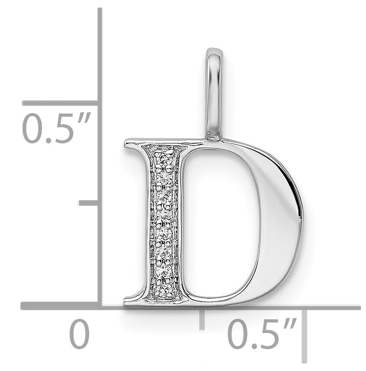 14K White Gold Diamond Letter D Initial Pendants