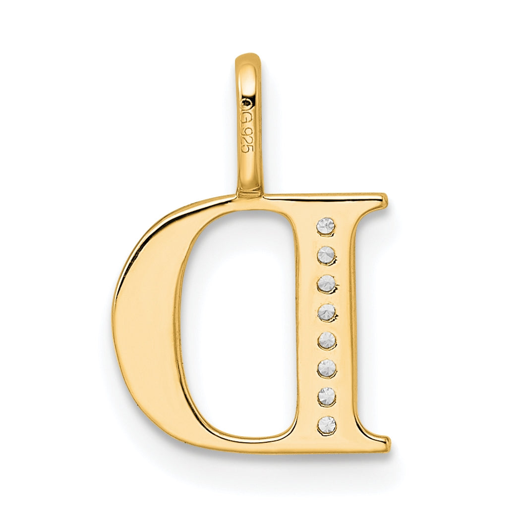 14K Yellow Gold Diamond Letter D Initial-Pendants
