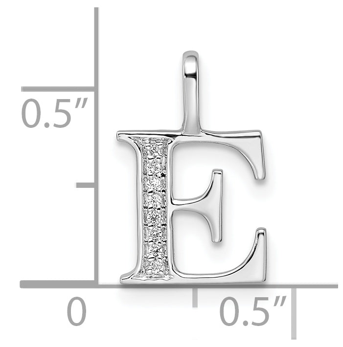 14K White Gold Diamond Letter E Initial Pendants