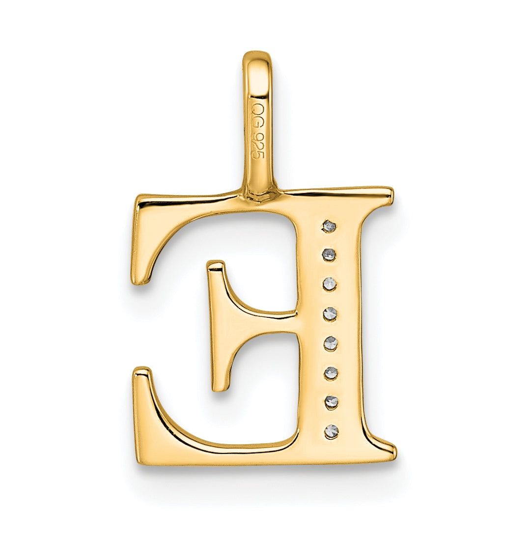 14K Yellow Gold Diamond Letter E Initial-Pendants