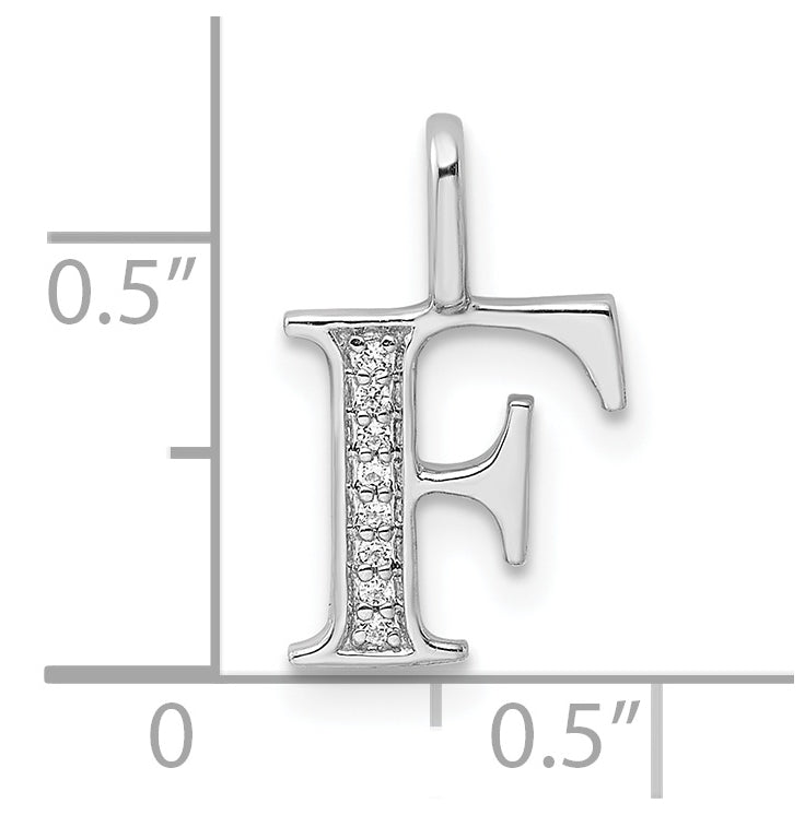 14K White Gold Diamond Letter F Initial Pendants