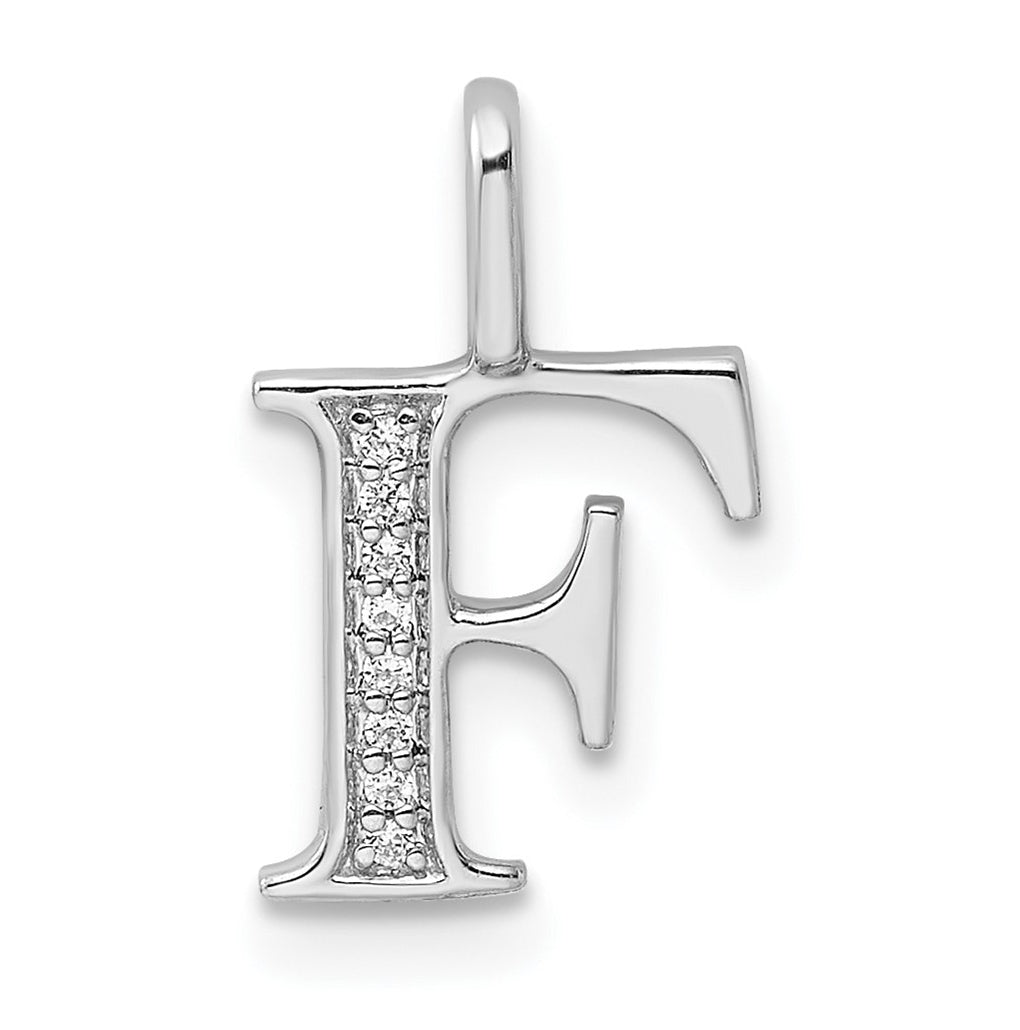 14K White Gold Diamond Letter F Initial Pendants