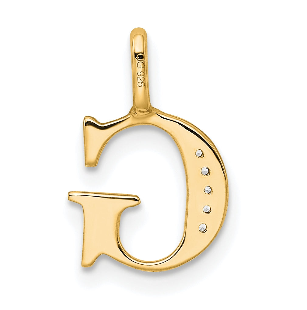 10K Yellow Gold Diamond Letter G Initial Pendants