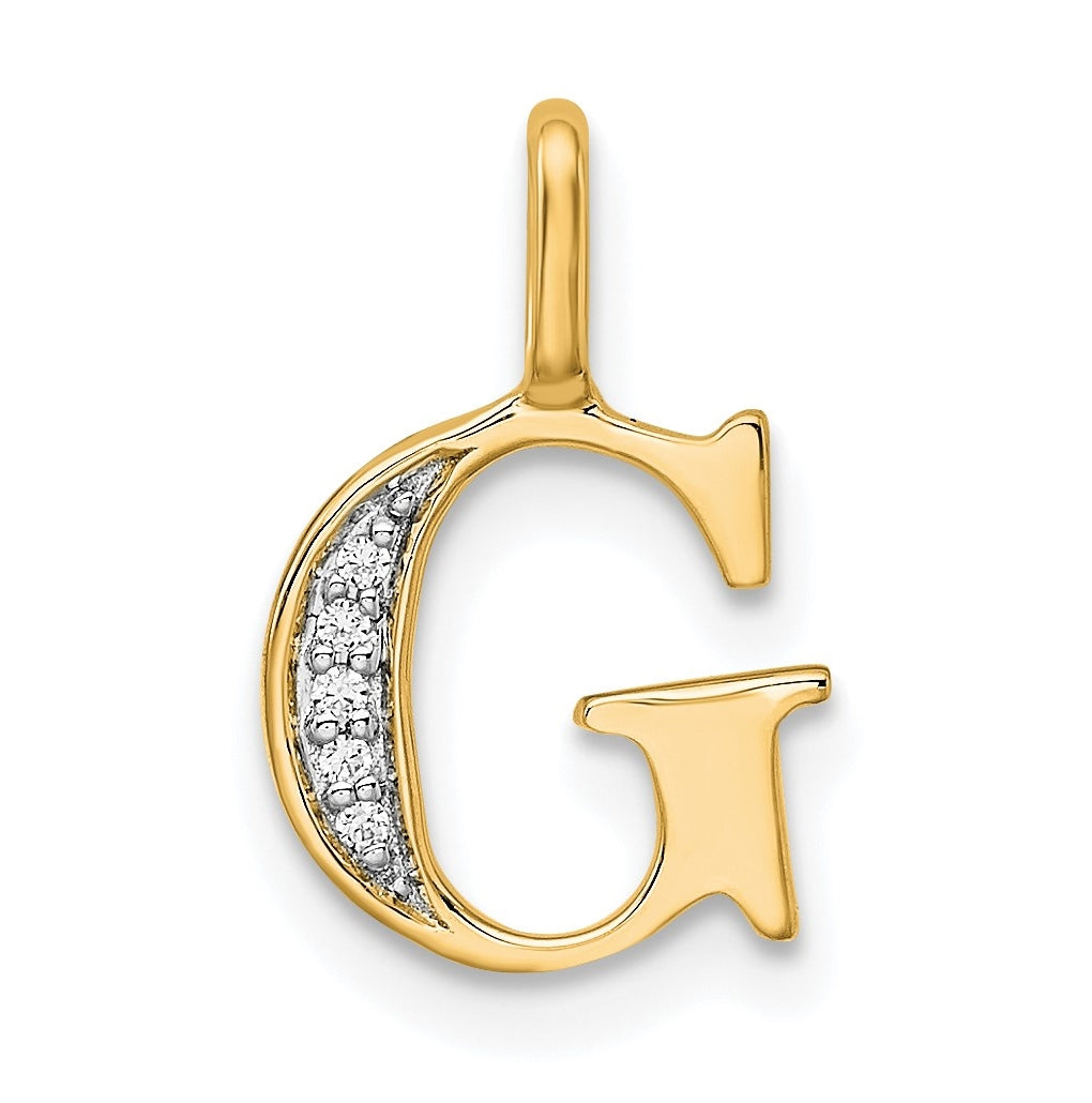 10K Yellow Gold Diamond Letter G Initial Pendants
