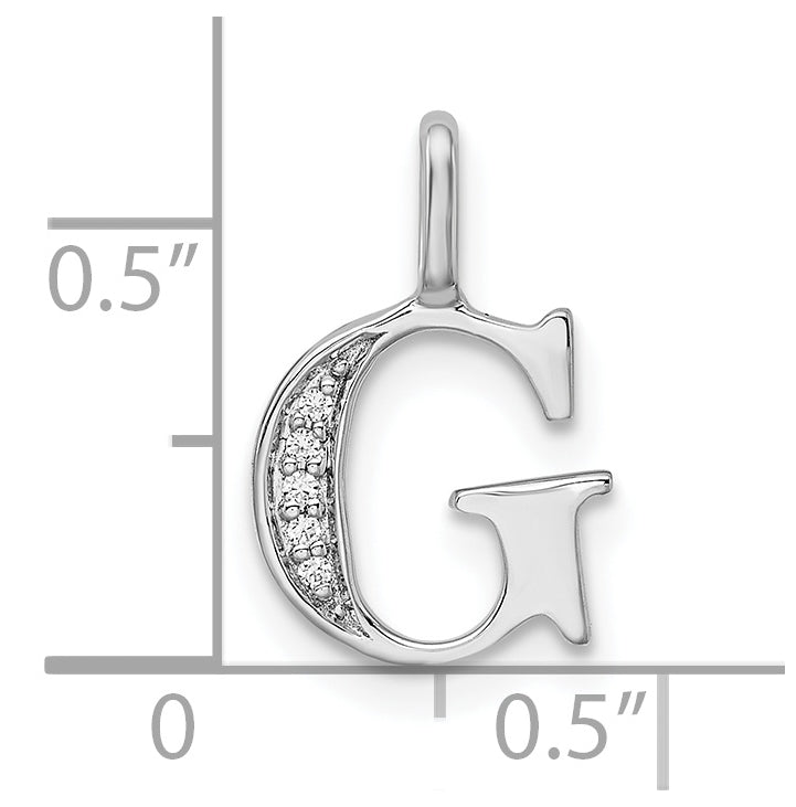 14K White Gold Diamond Letter G Initial Pendants