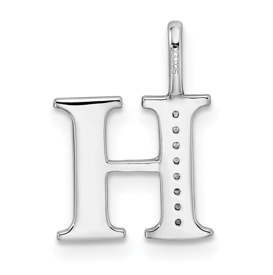 14K White Gold Diamond Letter H Initial Pendants