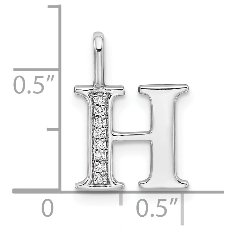 14K White Gold Diamond Letter H Initial Pendants