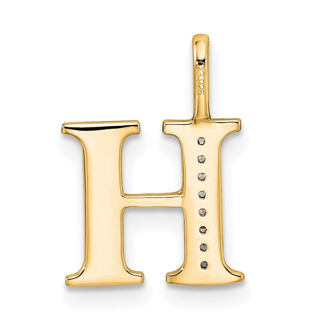 14K Yellow Gold Diamond Letter H Initial-Pendants