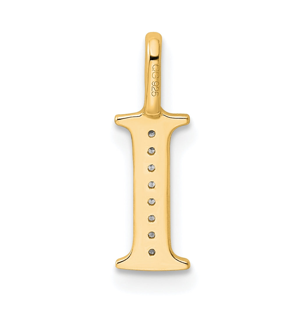 10K Yellow Gold Diamond Letter I Initial Pendants