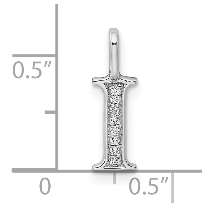 14K White Gold Diamond Letter I Initial Pendants