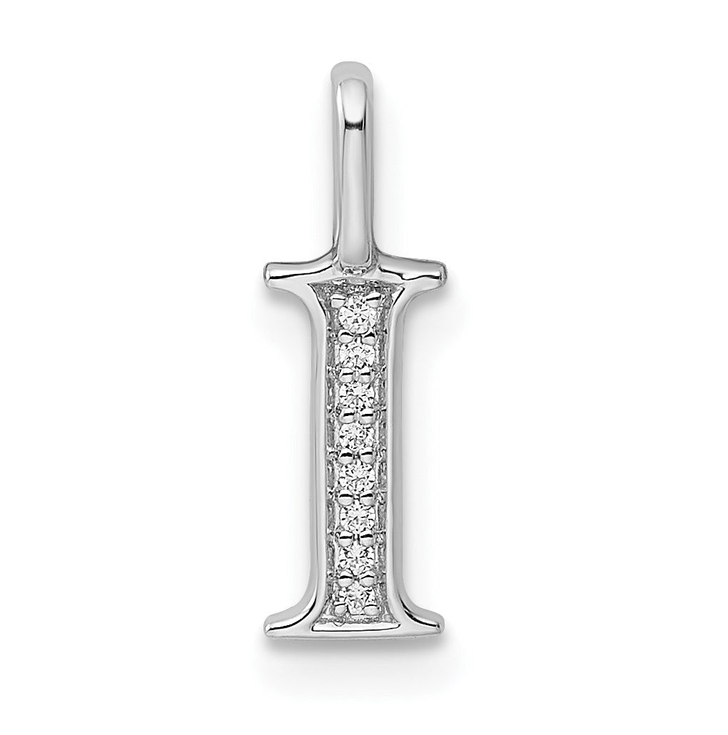 14K White Gold Diamond Letter I Initial Pendants